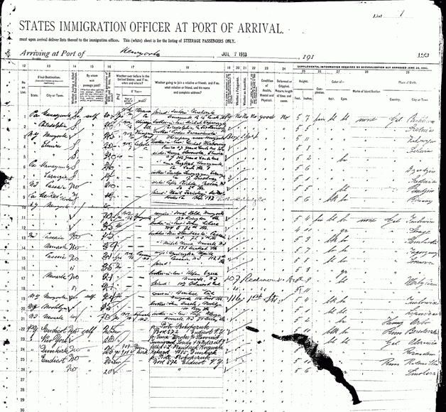 Wojtek (Voujeck) Slebarski (Ślebarski) from Slembark. Date of Arrival: July 07, 1913